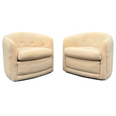 Pair of Milo Baughman for Thayer Coggin Swivel Rocker Lounge Chairs