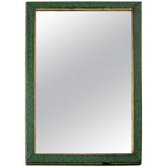 Vintage Malachite Green Style Lacquer and Gilt Wall Mirror 3