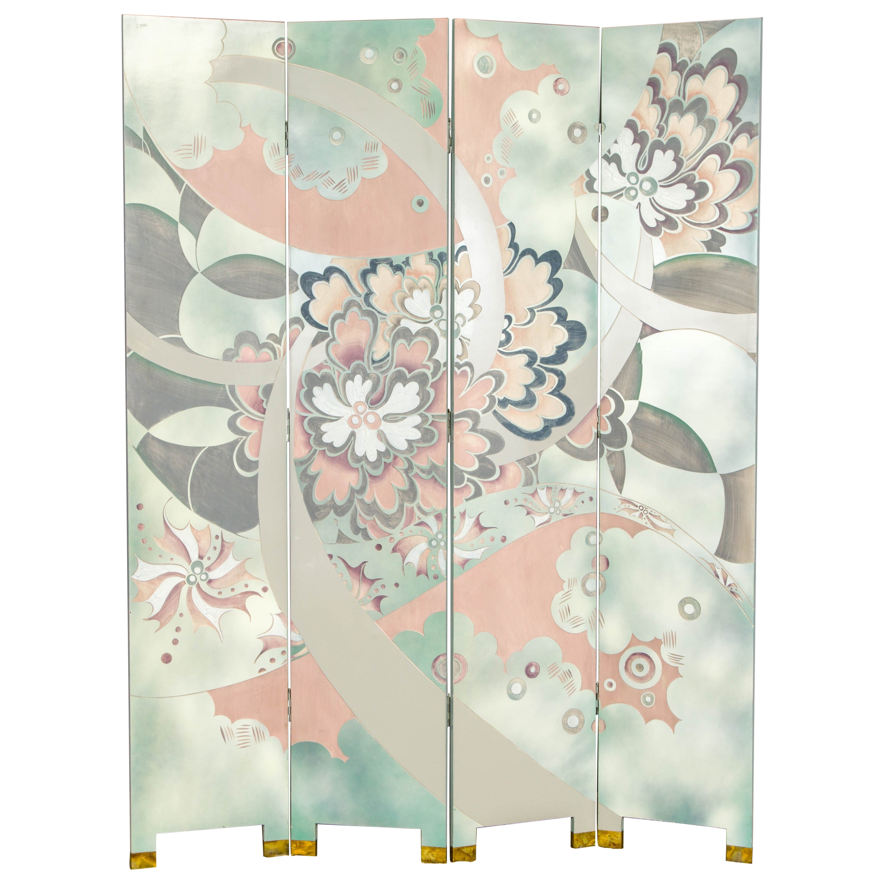 Post-Modern Double Sided Folding Screen Attributed to Maitland Smith, c 1980s
