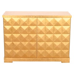 Barbara Barry for Baker Furniture Diamond Gold Leaf Cabinet