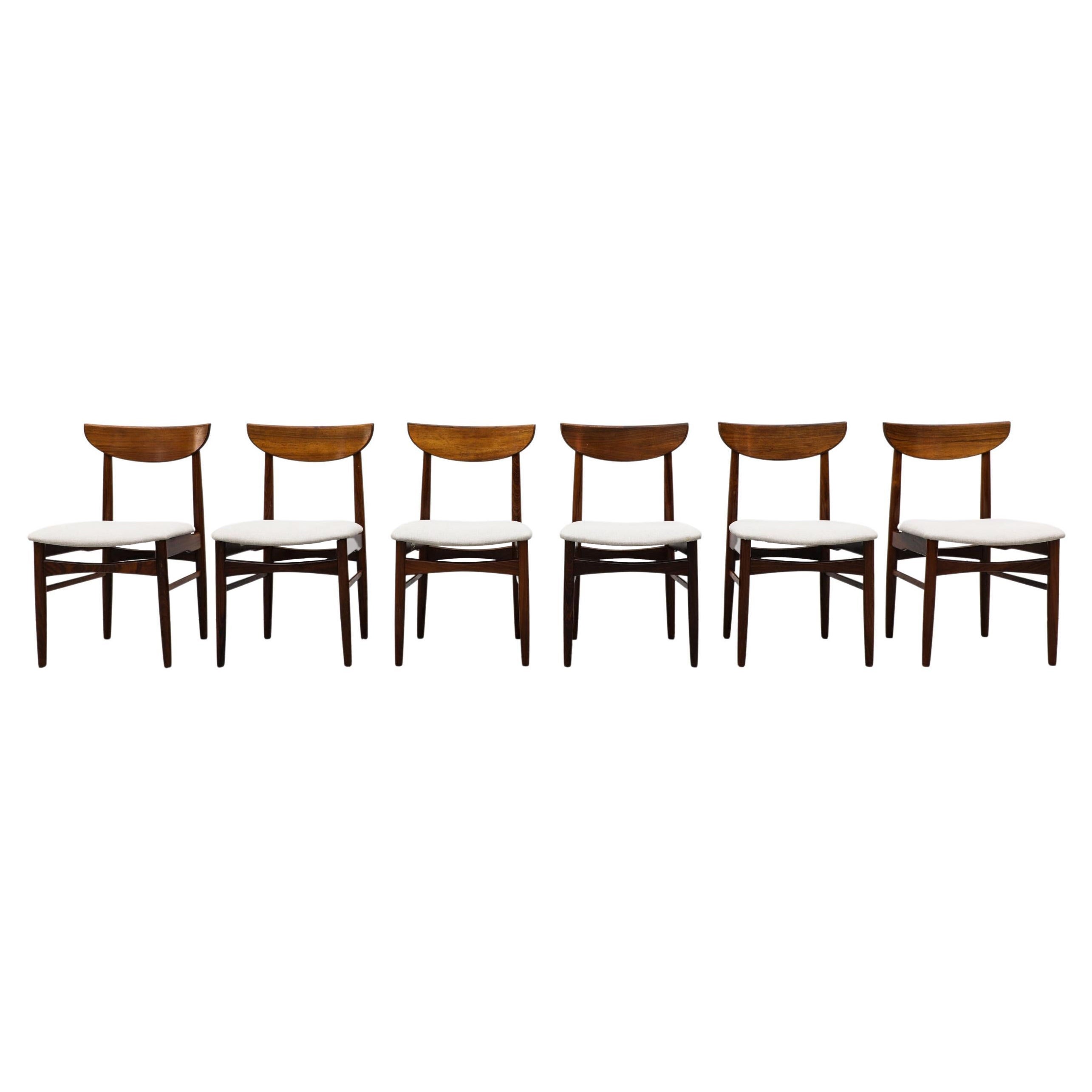 Lot de 6 chaises de salle à manger en palissandre de Kurt Østervig pour AM Mobler avec sièges en blanc osseux en vente