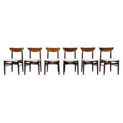 Set of 6 Kurt Østervig Rosewood Dining Chairs for KP Mobler w/ Bone White Seats