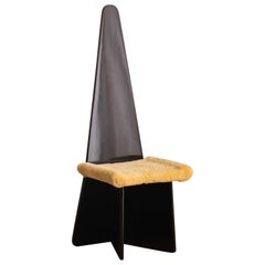 Antonio Ronchetti for Sormani Black Lacquered Chair With Shearling Upholstery