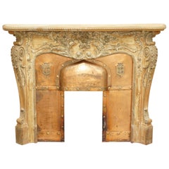 Fine Used Limed Oak Georgian Carved Louis XV Fireplace Surround Copper Insert
