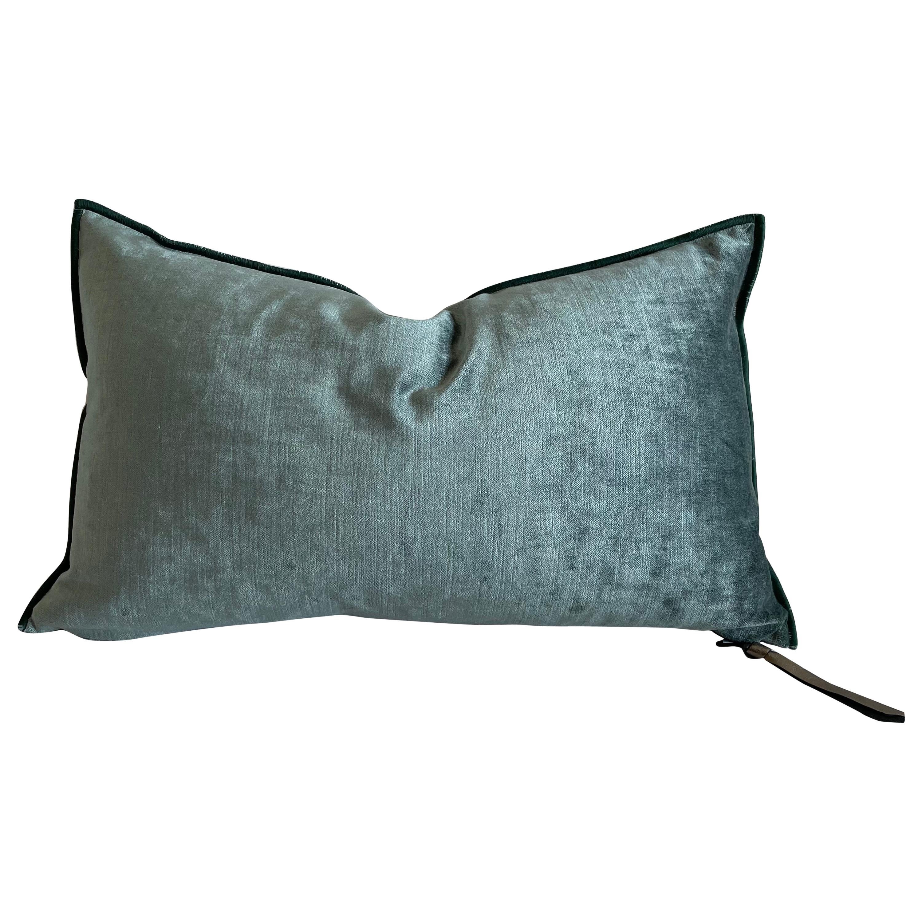 Canard French Velvet Lumbar Pillow with Insert For Sale