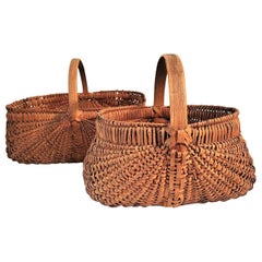 Antique 19th C Buttock Baskets from Pennsylvania, Pair