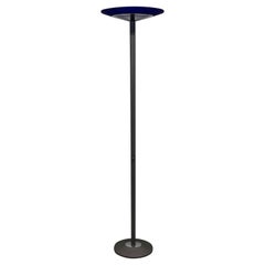 Postmodern Torchiere Floor Lamp With Frosted Blue Glass Shade by Estiluz