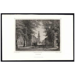 Used Print of the Frisian Village of Joure in The Netherlands, 1863