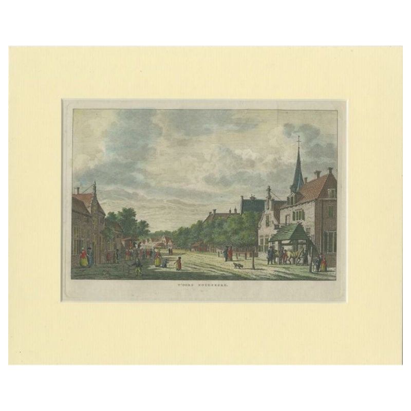 Antique Print of the Village of Koudekerk Aan Den Rijn in Holland, C.1790
