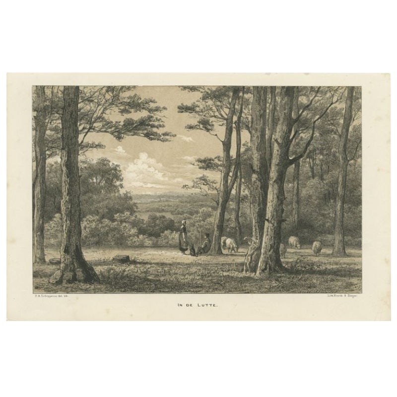Antique Print of the Village of Lutte in the Netherlands, 1876 For Sale