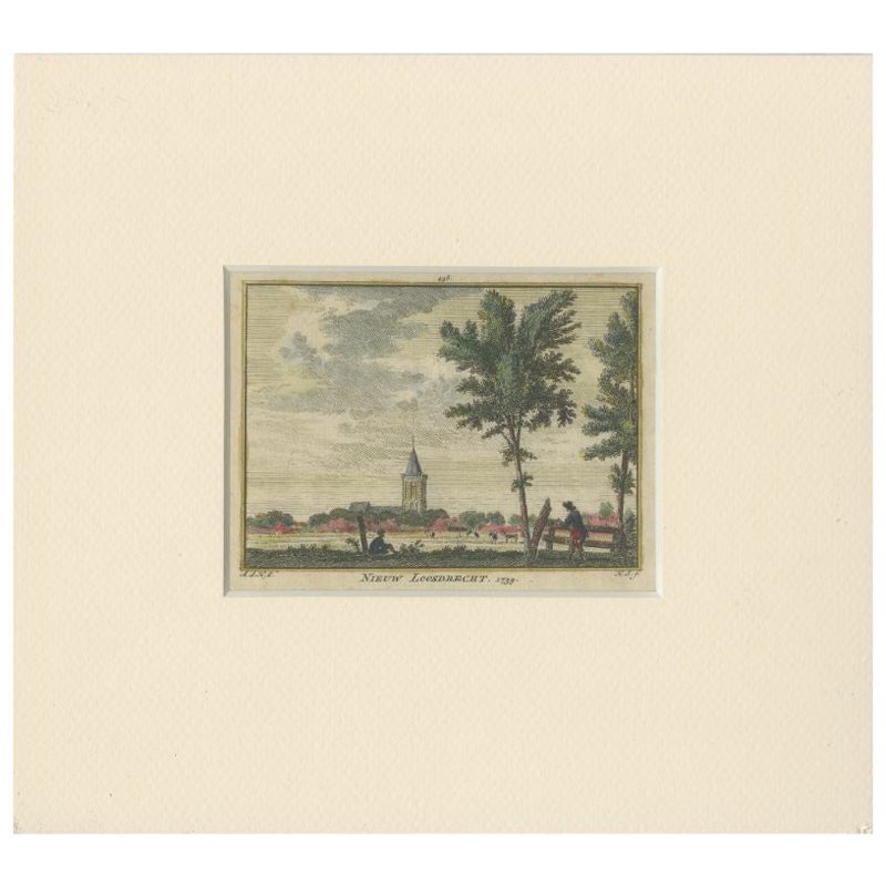 Antique Print of the Village of Nieuw-Loosdrecht in The Netherlands, C.1750 For Sale