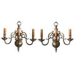 Pair of Hollandaise Sconces in Silvered Bronze 3 Lights