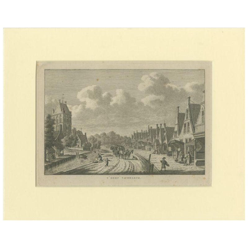 Antique Print of the Village of Tzummarum, Friesland, The Netherlands, ca.1790