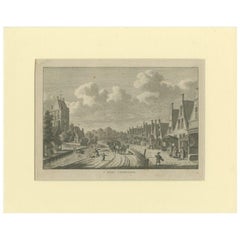 Grabado antiguo del pueblo de Tzummarum, Frisia, Países Bajos, ca.1790