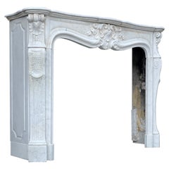 Louis XV Style Fireplace in Carrara Marble, Circa 1880