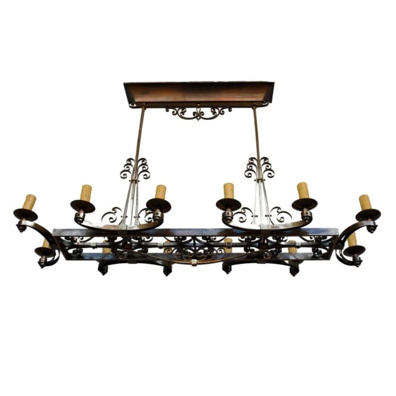 1940 Bronze Chandelier in the Spirit of Subes For Sale