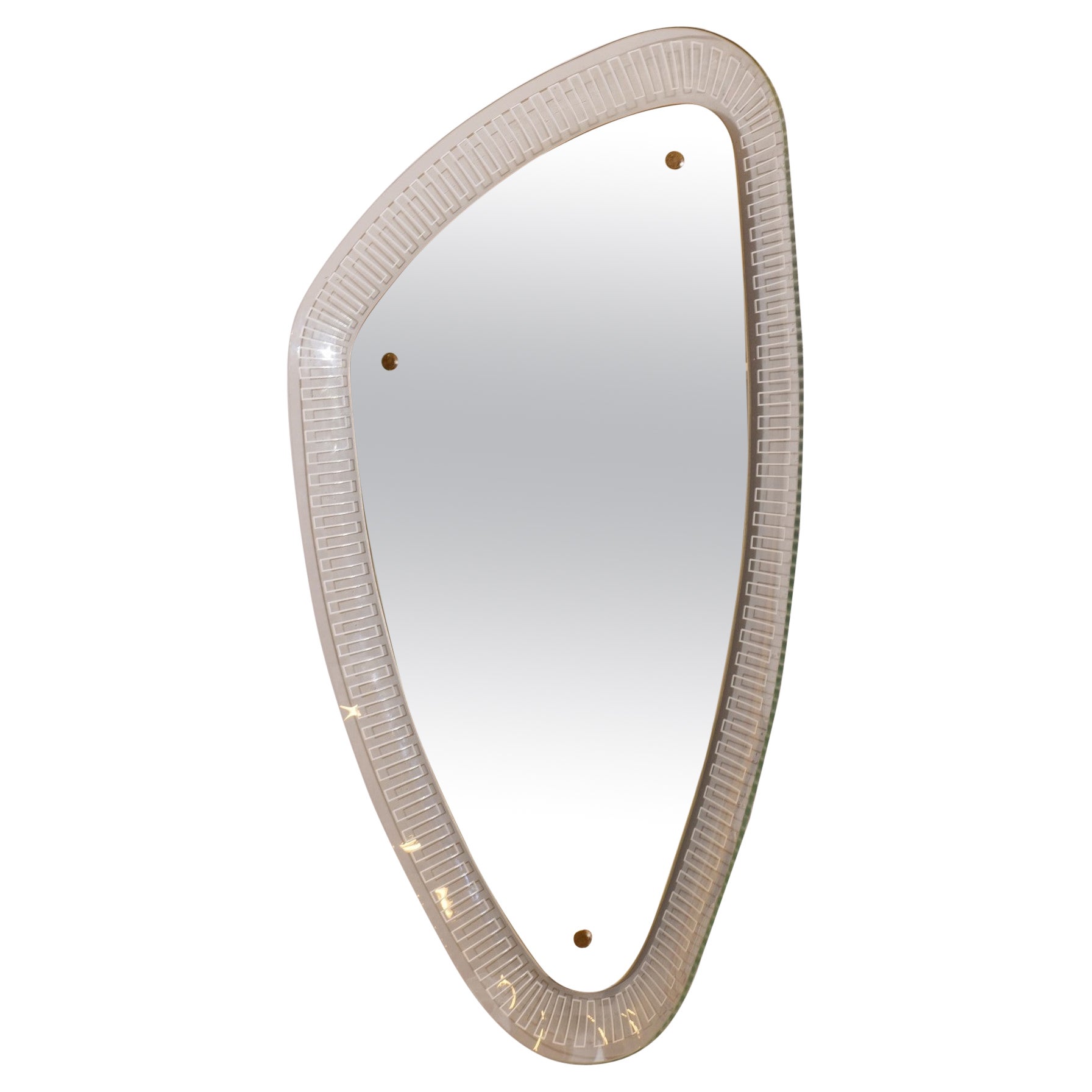 German Mid-Century Wall Mirror with Arched Glass