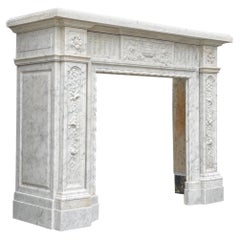 Louis XVI Style Fireplace in White Carrara Marble