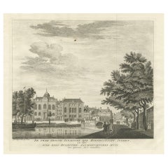 Antiker Druck von zwei jüdischen Synagogen in Amsterdam, Niederlande, um 1760