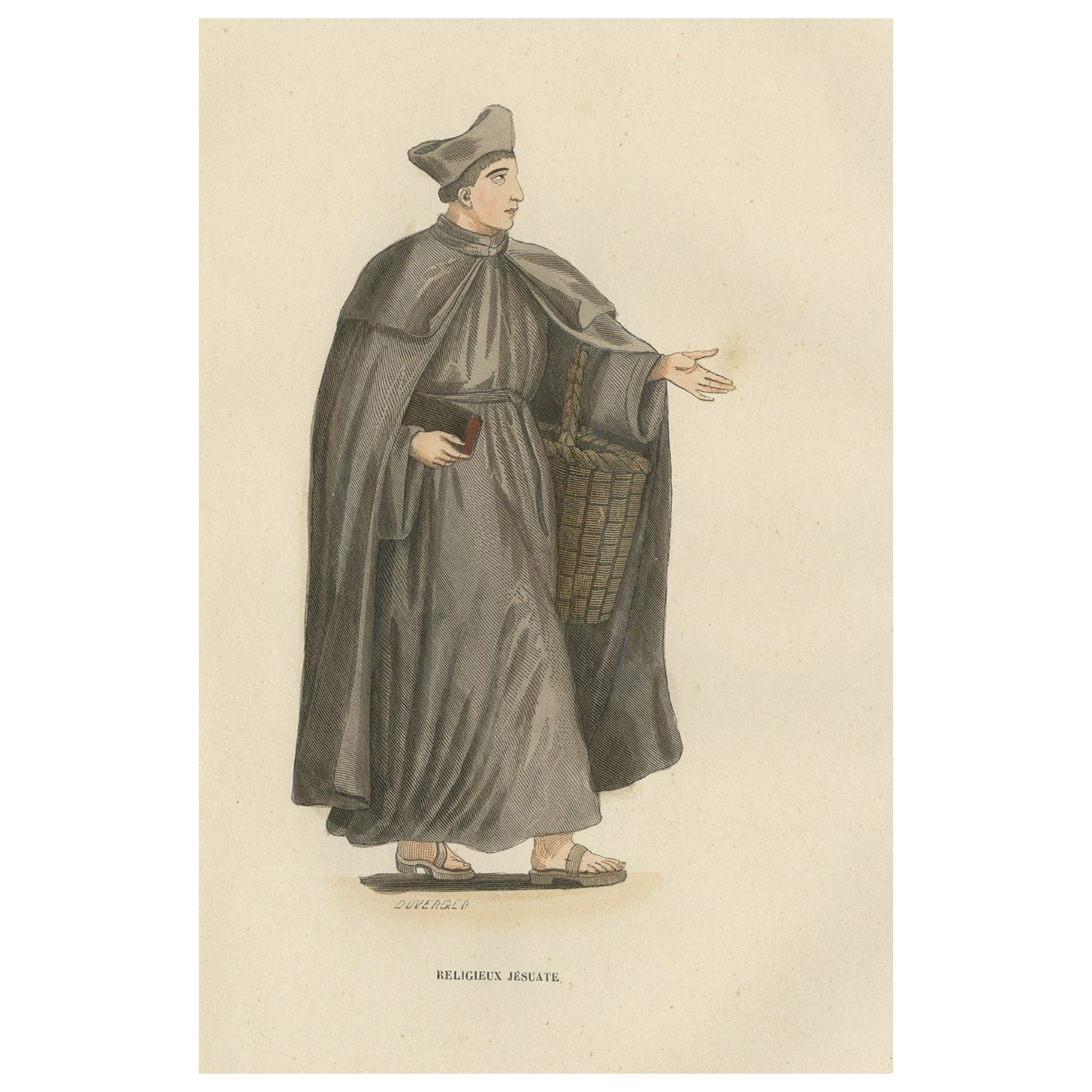 Antique Print of a Member of the Jesuati or Jesuates Order, Siena, 1845 For Sale