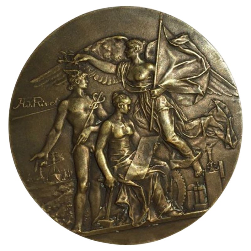 Bronzemedaille von Adolphe Rivet, um 1900