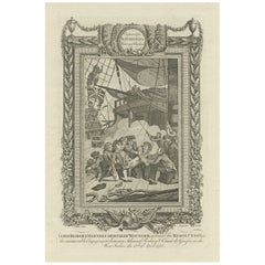 Print of the Mortally Wounded Lord Robert Manners Aboard the Resolution, C.1787