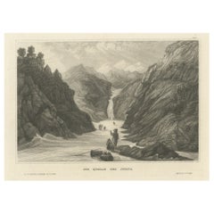 Antiker Druck des Yamuna-Fluss in Indien, 1839