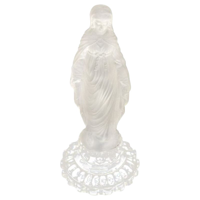 Sculpture of the Virgin in Frosted Glass, 1900 Period For Sale