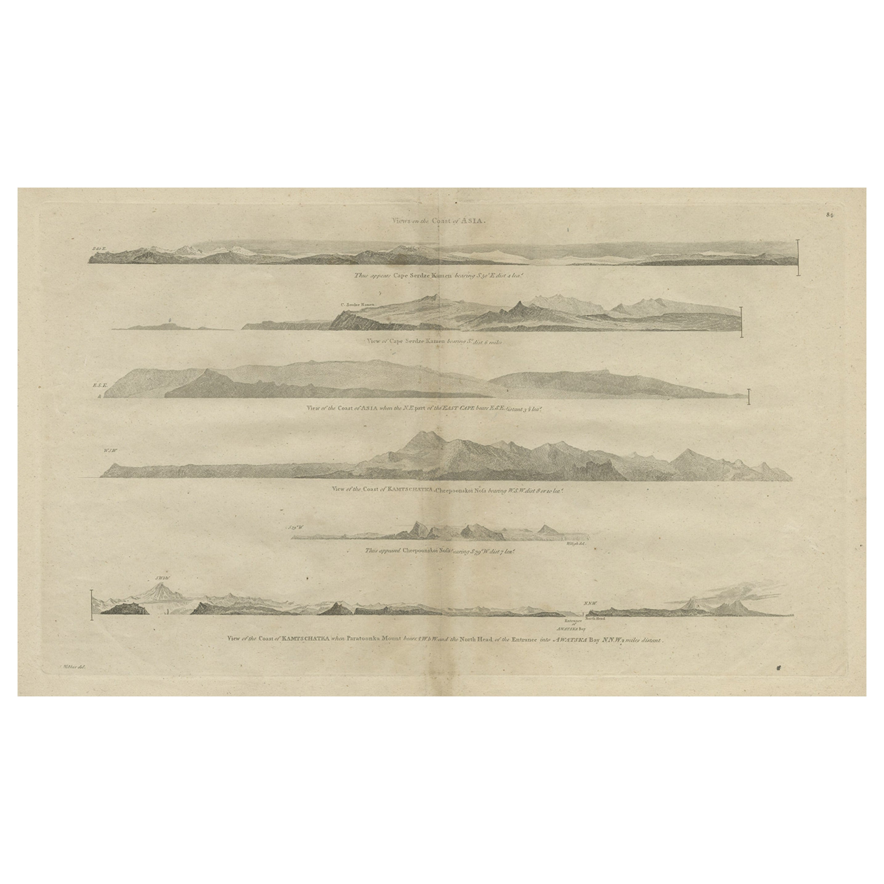 Antique Print with Coastal Views of Asia by Cook, c.1784