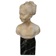 Young Alabaster Woman Sculpted in Late 19th Century Bust