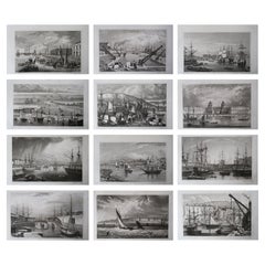 Set of 12 Original Antique Marine Prints, Circa 1830