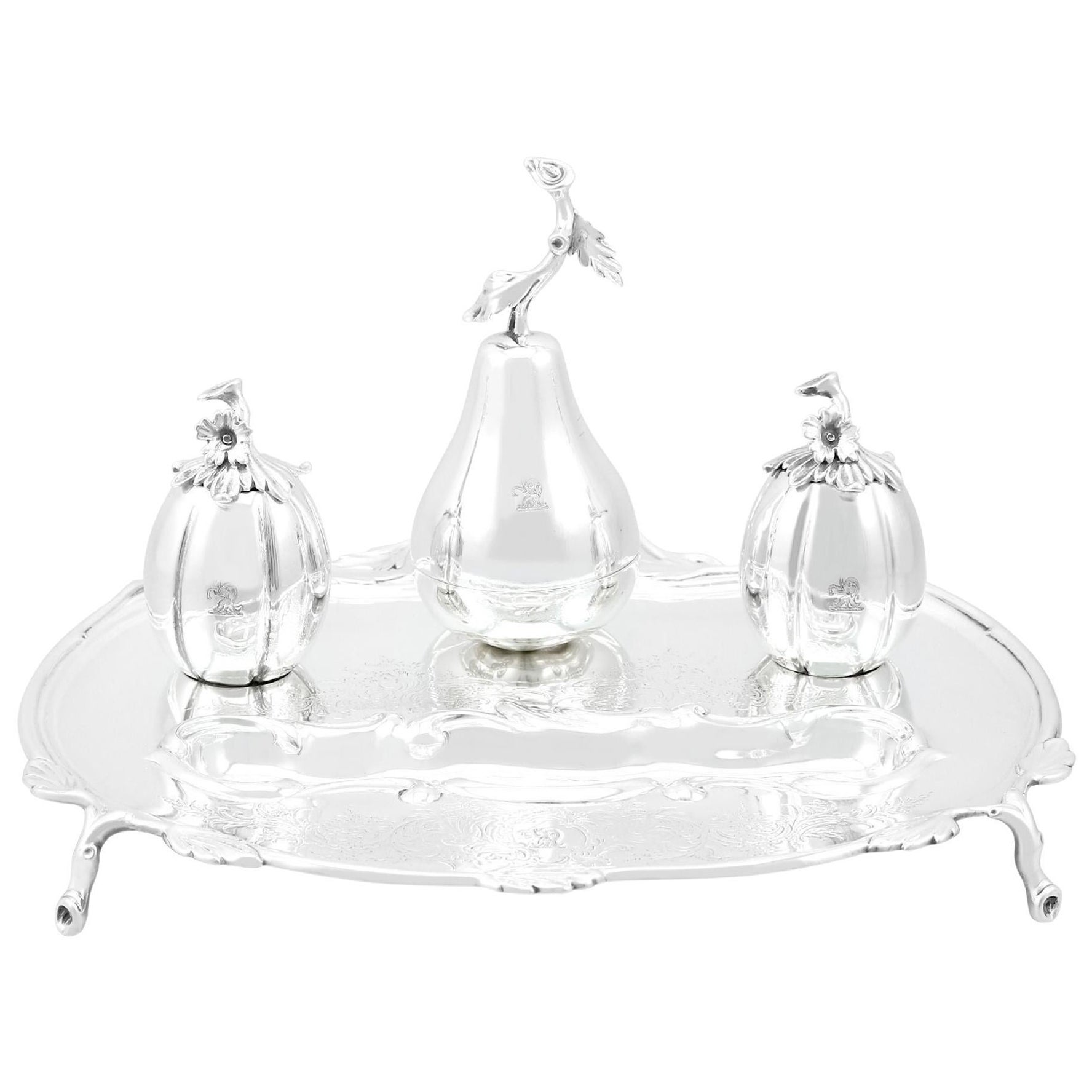 Antique Victorian Sterling Silver Inkstand For Sale