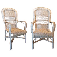 Pair of Handmade Wicker Armchairs