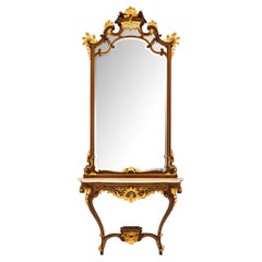 Antique French 19th Century Belle Époque Period Console And Mirror Attributed To Linke