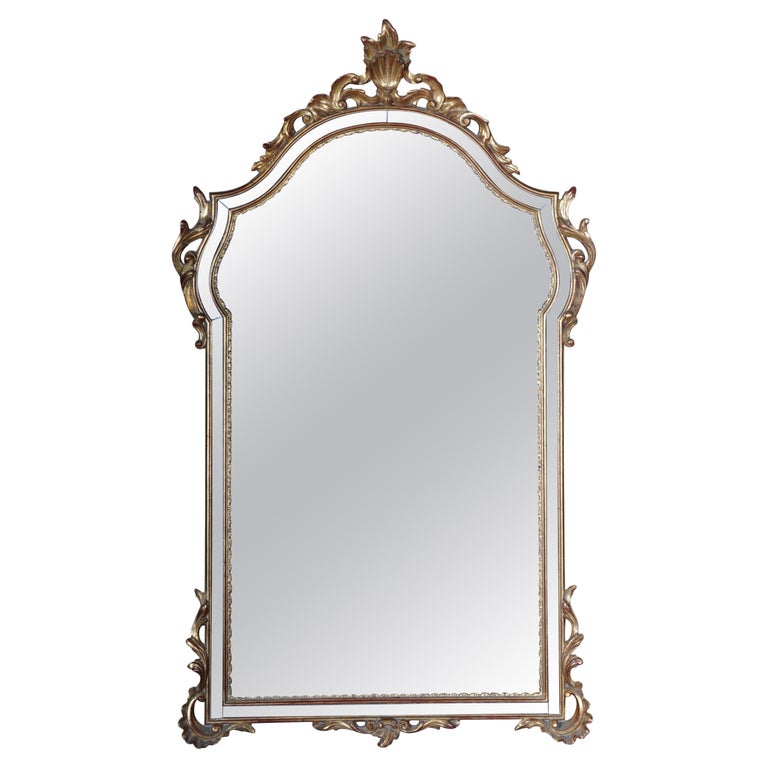 20th Century Beautiful French Wall Mirror Louis XV, Gold For Sale at 1stDibs