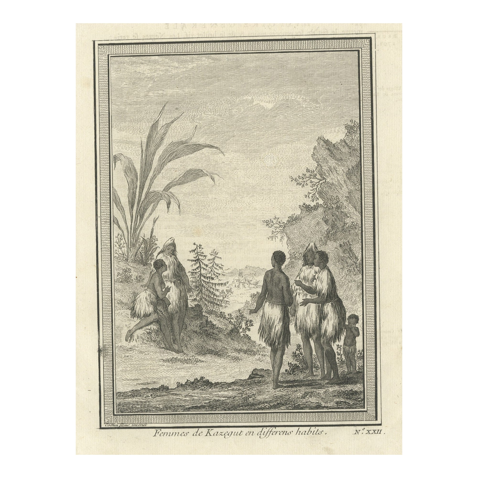 Antique Engraving of Women of Kazegut in Sierra Leone, Africa, c.1750 For Sale