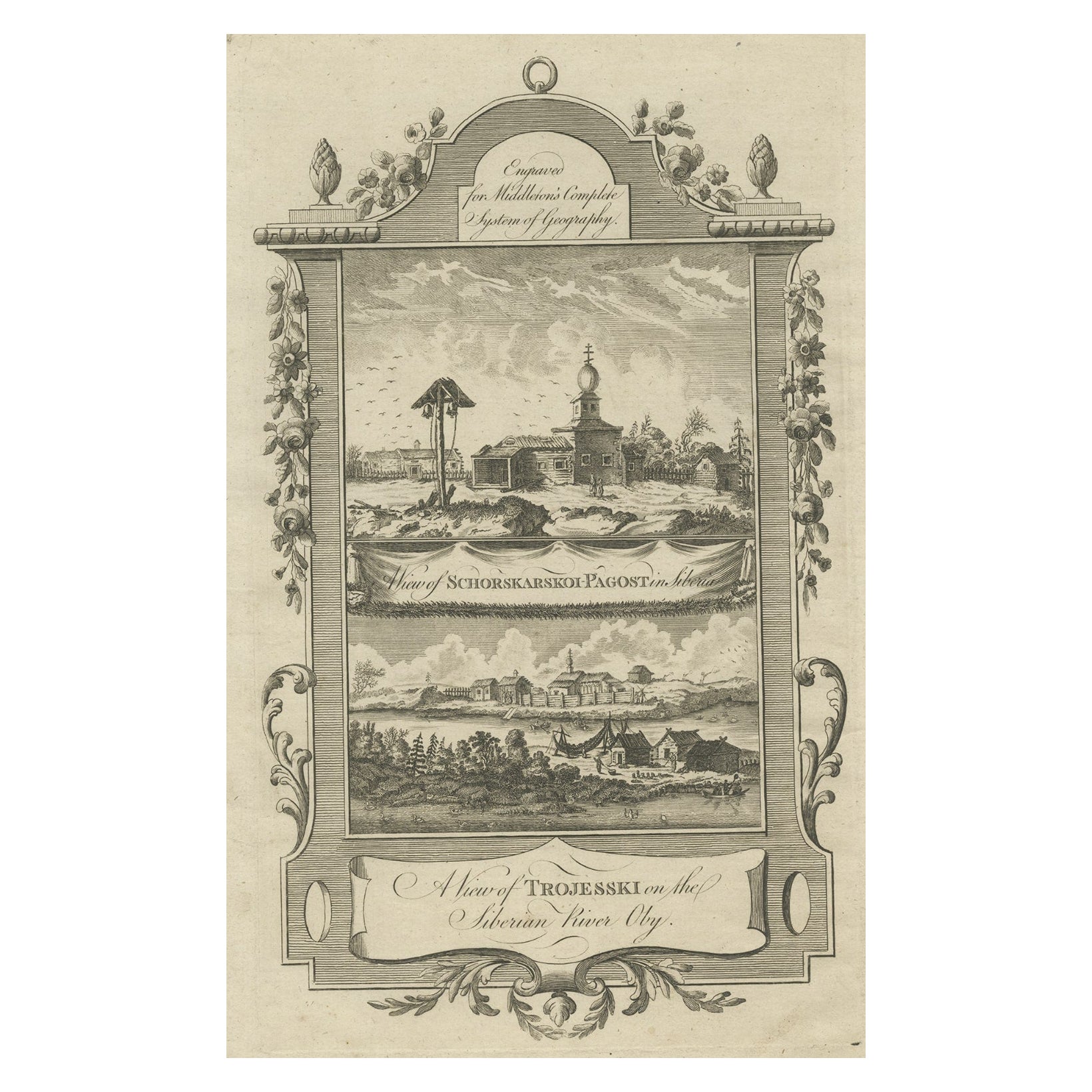 Antique Print of Villages near the Ob River, Western Siberia, Russia, c.1778 For Sale