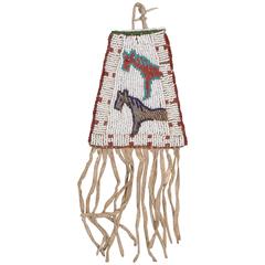 Ancien sac amérindien perlé Sioux, 19ème siècle