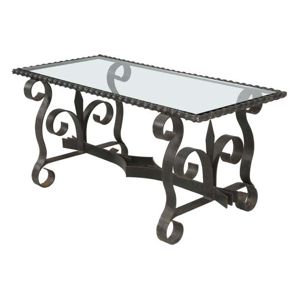 Vintage French Wrought iron and Glass Coffee Table circa 1950's to 1960 ...