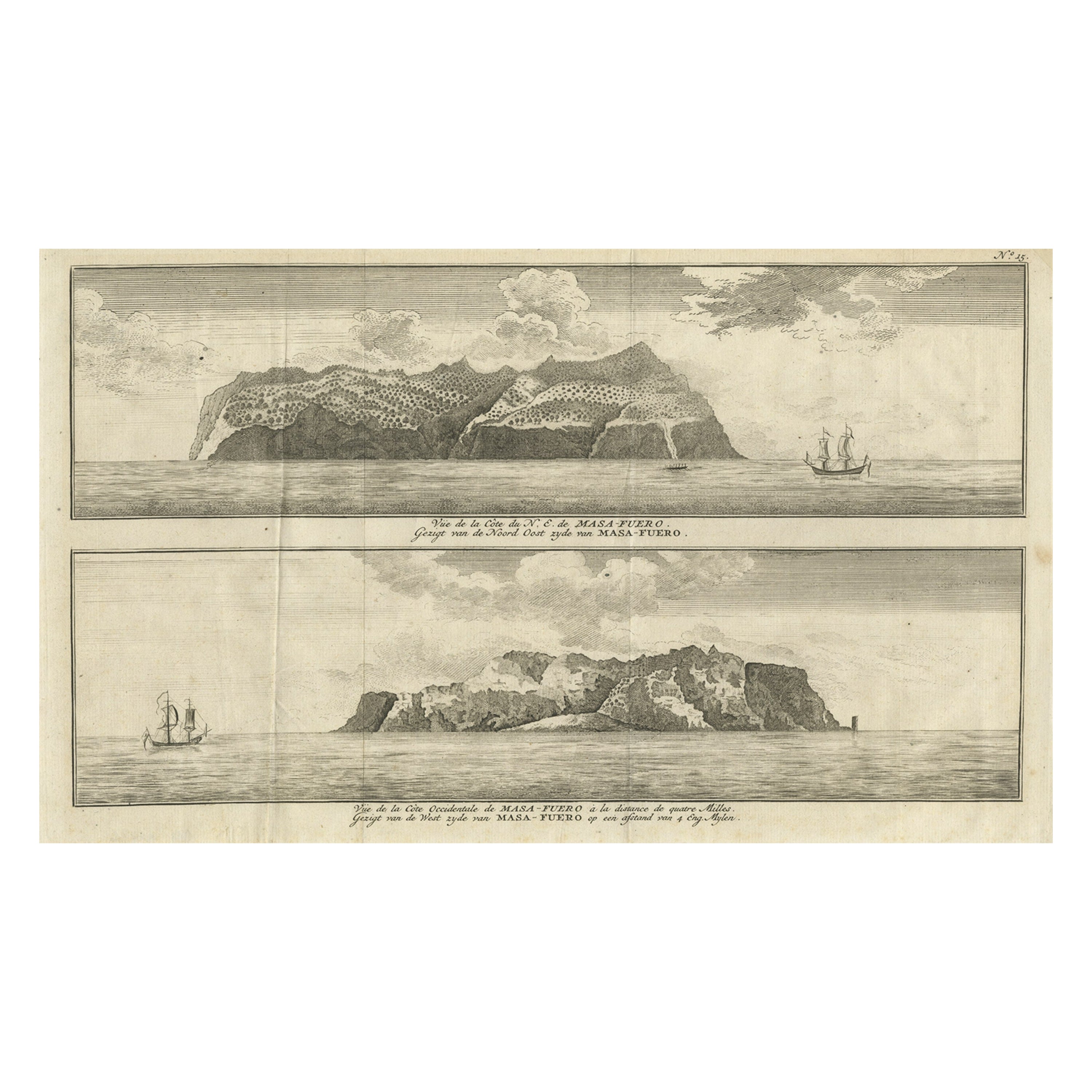 Kupferstich von Alejandro Selkirk Island, Juan Fernández-Archipel, Chile, 1749 im Angebot