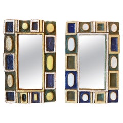 Set of Two Ceramic Mirrors by Les Argonautes, Vallauris, France, 1960s