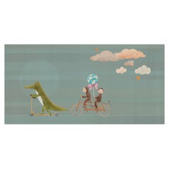 Ornami Children Crocodile Monkeys Vinyl Wallpaper Made in Italy Digital Printing