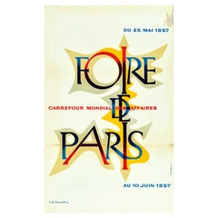 Original Vintage Poster Foire De Paris Carrefour Mondial Des Affaires Cassandre