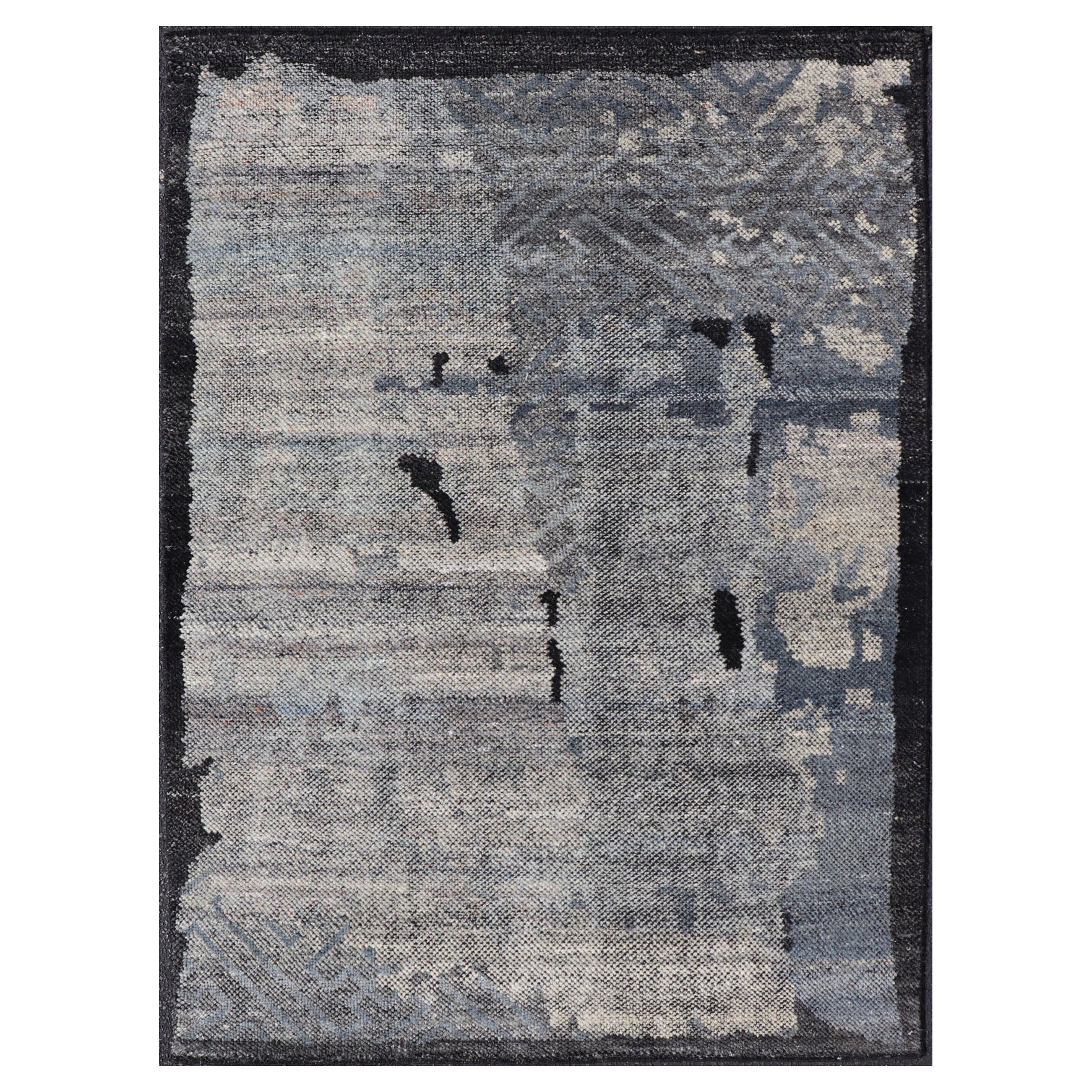 Tappeto indiano moderno astratto di piccole dimensioni in tonalità neutre scure 4'0" X6'0" in vendita