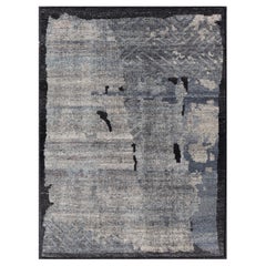 Abstrakter indischer moderner abstrakter kleiner Teppich in dunklen Neutraltönen 4'0" X6'0"