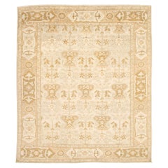 Persischer Oushak-Teppich aus Wolle im Übergangsstil, Creme, Taupe und Hellbraun,  8' x 10'