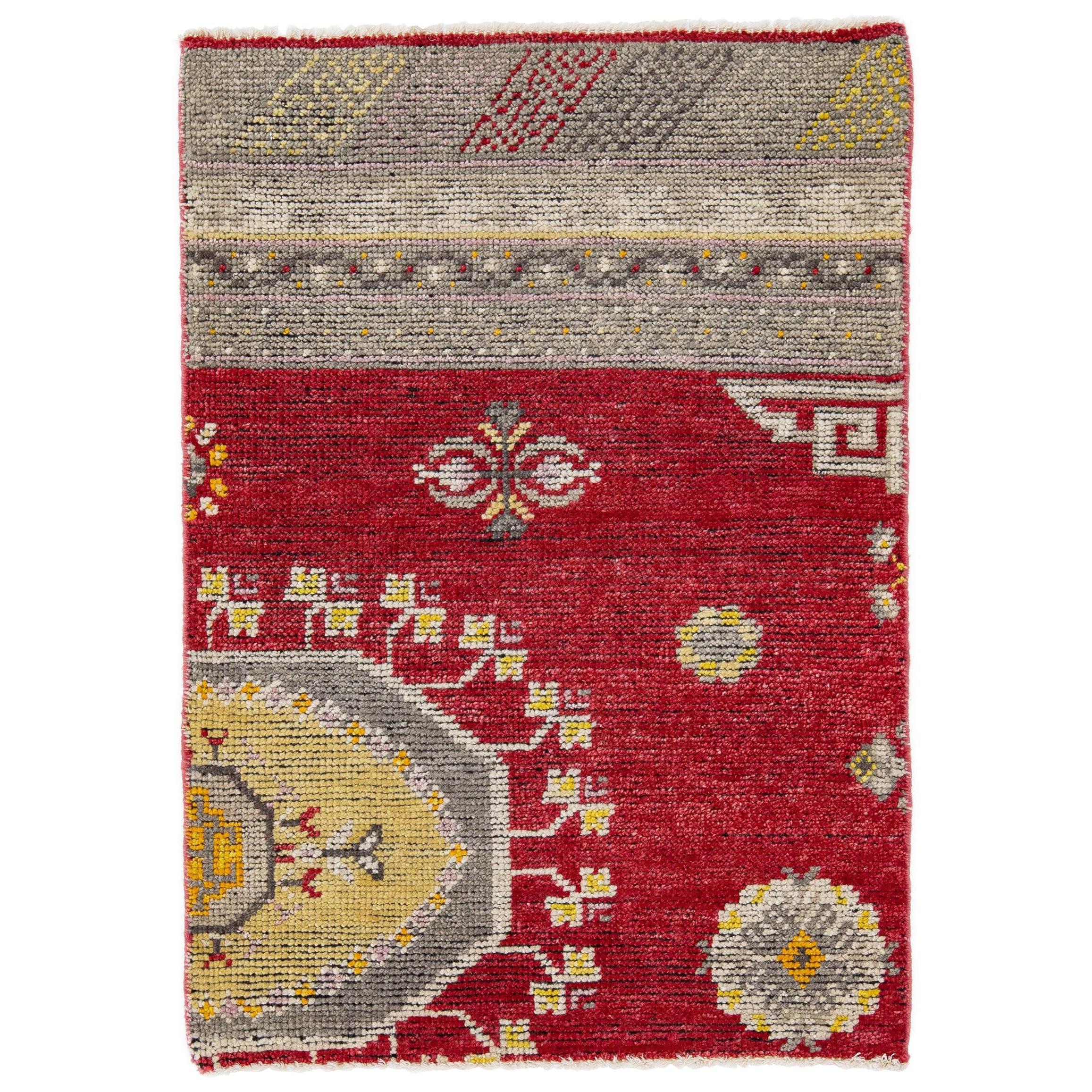 Transitional Khotan Style Handmade Red Custom Wool Rug
