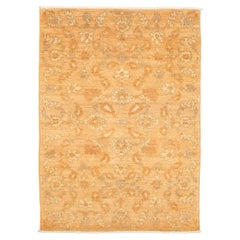Wool, Hand-Knotted Persian Oushak Rug, Yellow, Taupe, Cream, 4’ x 6’
