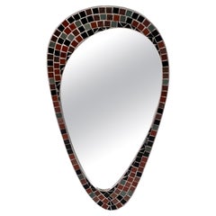 Oval Colorful Asymetric Mosaik Mirror, Italy 1950