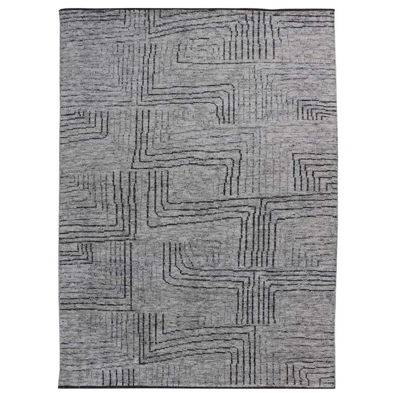 New Modern Transitional Neutral Tan Area Rug with Minimalist ...